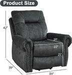 EBELLO Electric Power Recliner Chair with Massage and Heat, Soft Fabric Massage Recliner for Adults, Overstuffed Single Reclining Sofa, Vintage Rivet Mid-Century Design for Living Room, Grey