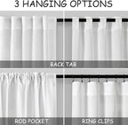 Extra Long White Curtain 108 inches Long 2 Panels Set - Image 3