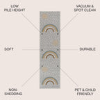 JONATHAN Y Machine-Washable Gray/Ivory/Yellow Runner Rug, 2x8, Minha Rainbow Dots, Kids & Novelty, Casual, Classic, Bedroom, Kitchen, Living Room, Easy-Cleaning, Non-Shedding (KDW102A-28)