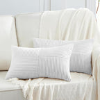 Fancy Homi 2 Packs White Lumbar Decorative Throw Pillow Covers 16x26 Inch by Fancy+Homi