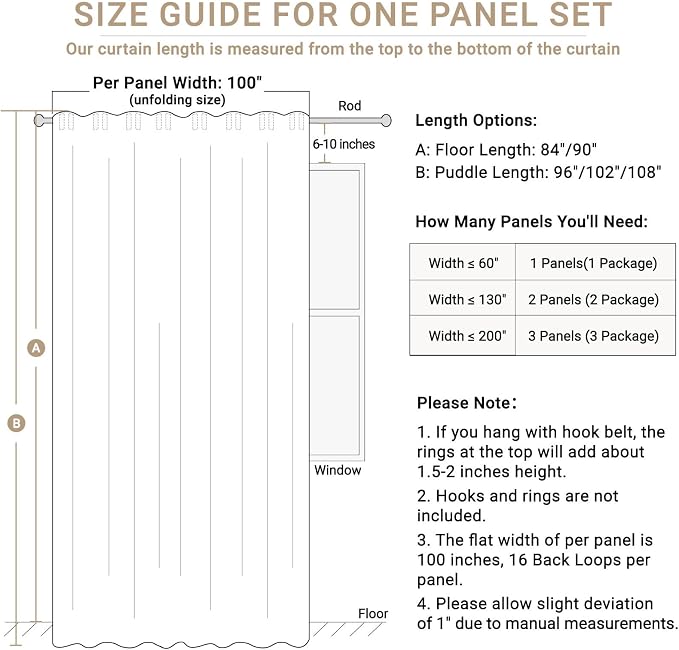 Faux Linen Total Blackout Sliding Door Curtains 108 Inches Long Plaza Taupe | - Image 7
