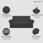 Easy-Going Stretch Oversized Loveseat Couch Covers Washable Dark Gray | 1-Piece - Image 3