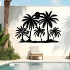 Tuglona Metal Palm Tree with Sunset Wall Decor, Tropical Palm Tree Metal Wall Art, Tropical Wall Decor, Sun Wall Art, Beach Wall Decoration, Coastal Trees Wall Hanging (Gold, 24"x16"/60x42cm)