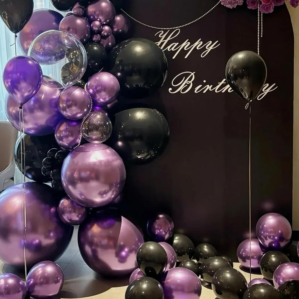 130pcs Metallic Purple Balloons Different Sizes 18" 12" 10" 5" Chrome Purple Latex Balloon Garland Arch Kit for Birthday Baby Shower Graduation Wedding Gender Reveal Party Decorations