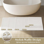 RESARE Waffle Bath Mat for Bathroom, Non Slip Bathroom Rugs 24"x36" White | - Image 5