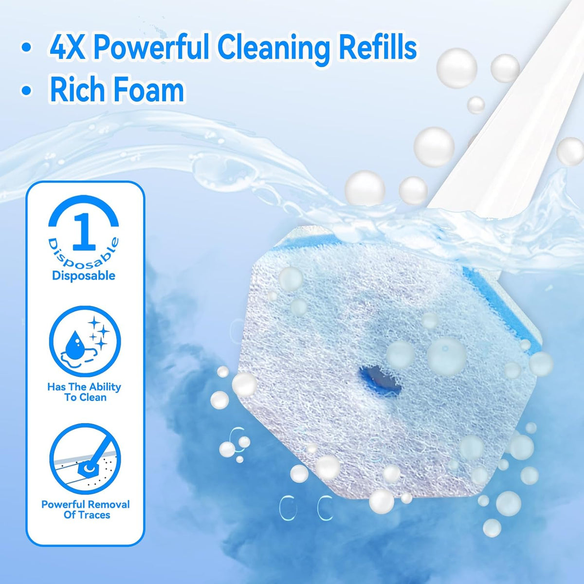 Aimery 100 Counts Blue Disposable Toilet Bowl Cleaning Wand Refills Compatible With Clorox(100,Blue)