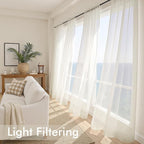 MIULEE Ivory Sheer Curtains 96 Inches Long 4 Panels 54 x 96 Inches | Light - Image 4