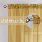 Gold Sheer Curtains 90 Inches Long 2 Panels, Breathable Solid Voile Light - Image 5