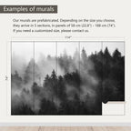 AFZEVEB-Dark Misty Forest Wallpaper Wall murals for Bedroom 114"x74" (Not Peel and Stick)