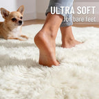 OLANLY 3x3 Machine Washable Small Bedside Rug, Soft Fluffy Shaggy Entryway - Image 4
