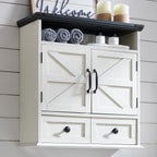 Bathroom Wall Cabinet, Farmhouse 24" Wide Medicine Cabinet with Drawer, Adjustable Shelf, Double Barn Doors, Storage Cabinets for Bathroom, Kitchen, Living Room, Off White