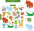 40 PCS Jungle animals Thick Gel Clings Winter Safari Window Gel Clings Decals Stickers for Kids Toddlers and Adults Home Airplane Classroom Nursery Winter Zoo Animals Party Supplies Decorations