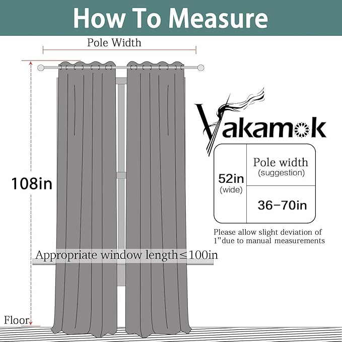 Yakamok Room Darkening Curtains 52x108 inch Length Pure White-Living Room | 2 - Image 6