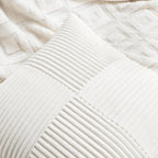 Fancy Homi 2 Packs Cream White Euro Decorative Throw Pillow Covers 28x28 Inch for Couch Bed Sofa, Farmhouse Boho Home Decor, Soft Corss Corduroy Patchwork Textured Square Cushion Case 71x71 cm