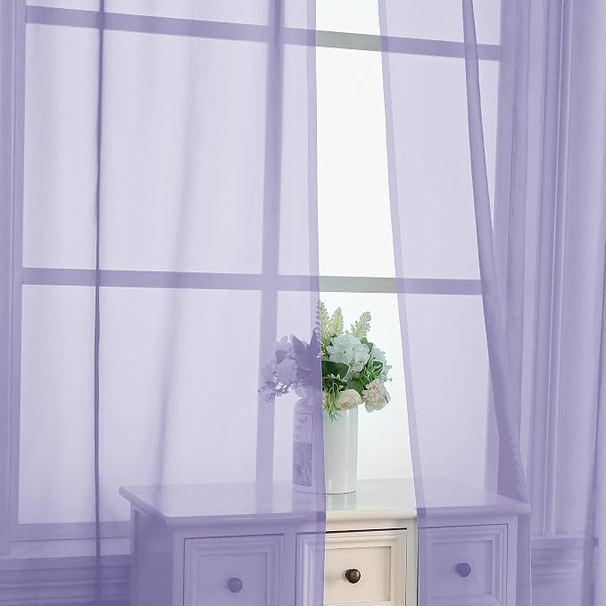 Lavender Sheer Curtains 54 Inches Long 2 Panels - Image 3