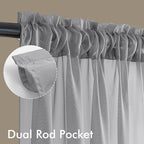 MIULEE Dark Grey Sheer Curtains 108 Inches Long 4 Panels 54 x 108 Inches | - Image 3