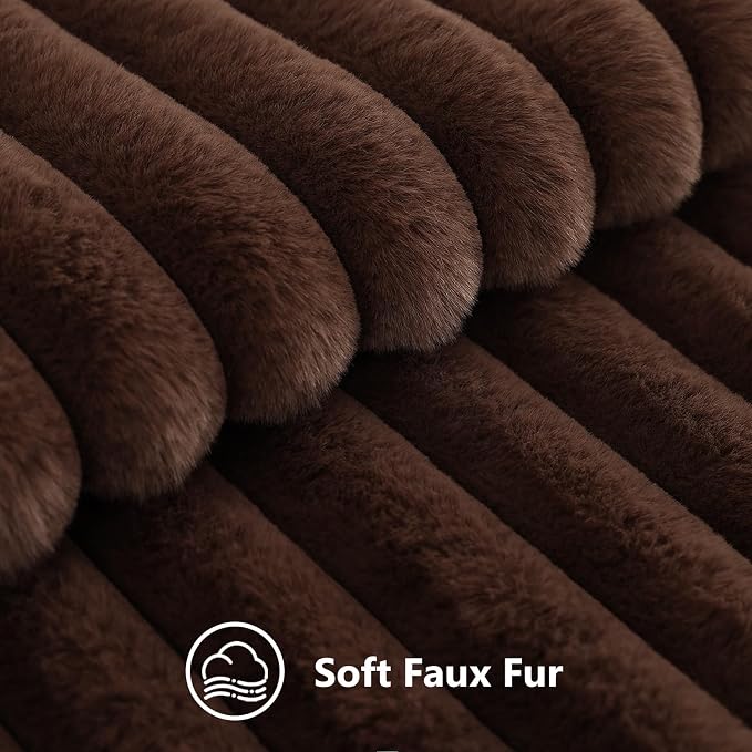 decorUhome Fall Faux Fur Throw Pillow Covers 16x16 Set of 2 Dark Brown | - Image 7