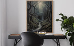 Dark Tunnel Poster Art Print, Halloween Scary Vintage Wall Art Academia Spooky Painting Decoration for Horror Prints, Gothic Posters Bedroom Decor 89 (Dark Tunnel, 8 x 10 inches, Wood Frame)
