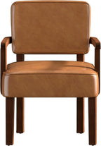 Accent Chair, PU Leather Living Room Chairs Oversized with Soft Seat and Armrests, Armchair for Bedroom, Dinning, Reading, Waiting Rooms (Leather Brown)