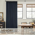 MIULEE Navy Blue Pinch Pleated 100% Blackout Linen Curtains 40x108 Inches | - Image 3