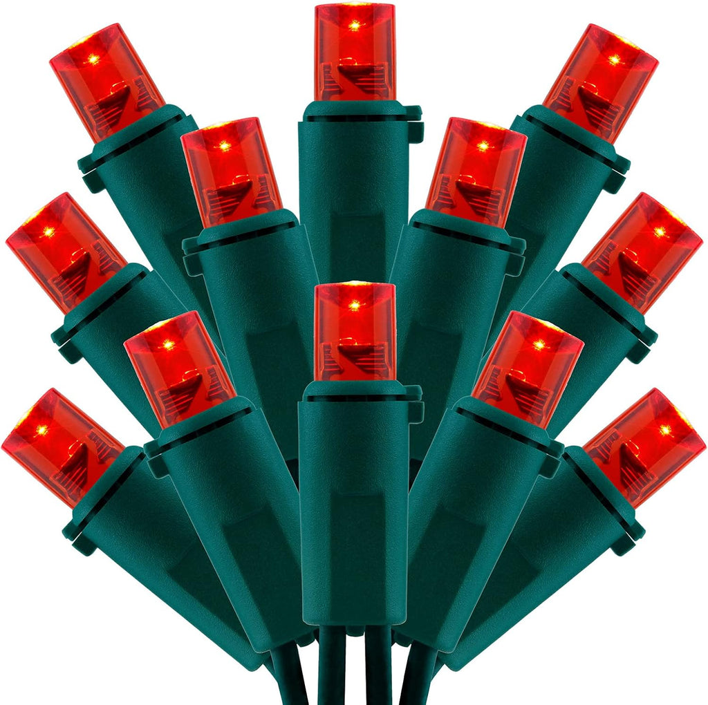 200 Count Red Wide Angle LED Christmas Lights, 66 ft Green Wire UL Certified Commercial Grade 5mm Holiday String Light Set (Red)