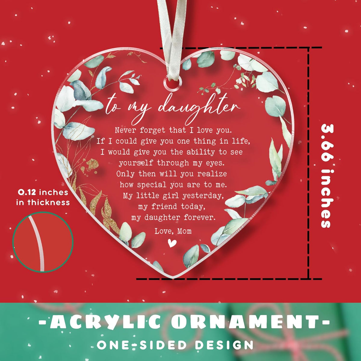 Daughter Christmas Ornaments 2025 - Daughter Christmas Ornaments - Gifts for Daughters from Mom - Acrylic Ornament 2025