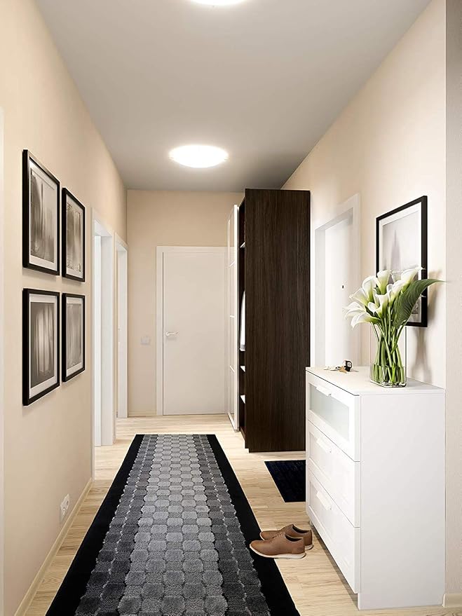 Custom Length Hallway Runner Rug, Slip Resistant, Checkered Black, 26 Inch X 4 - Image 3