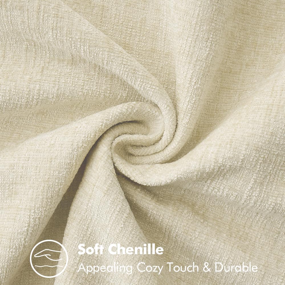 MIULEE Pack of 2 Christmas Pillow Covers 16x16 Inch Cream White Farmhouse Decorative Throw Pillow Covers with Stitched Edge Soft Chenille Solid Dyed Couch Pillow Covers for Sofa Bed Living Room