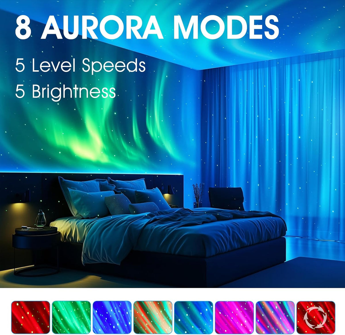 deerdance Star Projector, Northern Lights Galaxy Projector for Bedroom, Kids Night Light Aurora Projector for Ceiling with 8 Modes Timer and Remote for Room Decor, Birthday Gift Toy for Kids Children