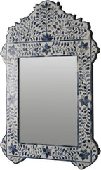 Bone Inlay Mirror Frame Handcrafted Decorative Wall Mirror Frame with Natural Bone and Resin Intricate Floral & Geometric Inlay Boho, Vintage & Ethnic Style Home Décor