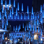 Christmas Lights Outdoor UL Certified 24 Tubes 576 LEDs (Equivalent to 3 Sets of 8 Tubes) Meteor Shower Lights Falling Rain Drop Icicle Light for Christmas Decorations Halloween Party, Blue