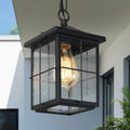 LOG BARN Outdoor Pendant Light Fixture, Farmhouse Exterior Lights, Anti-Rust Ceiling Outdoor Light with Seeded Glass, Lantern Hanging Light for Front Door, Entry, Porch, and Gazebo