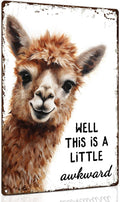 ALKB Funny Alpaca Metal Signs Farmhouse Bathroom Wall Decor Alpaca Lovers Gift 8 x 12 Inch