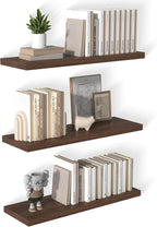 12 Inch Deep Floating Shelves for Wall 3 Pack Floating Shelves Large Storage Space Wall Mount Shelf for Living Room Kitchen Bathroom 36" W x 12" D x 1.2" H Rustic Brown