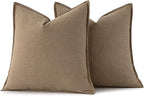 MIULEE Decorative Linen Pillow Covers 20x20 Inch Khaki | Boho Farmhouse​ ​Fall - Image 6
