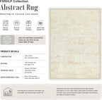 Area Rug Living Room: 8x8 Modern Washable Indoor Soft Carpet Beige | - Image 2