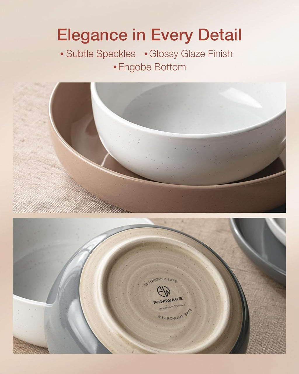 Famiware Milkyway Dinnerware Sets, 24 Piece Dish Set, Plates and Bowls Sets for 8, Multi-color