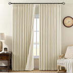 AUSSPVOCT Pinch Pleated 90 Inch Linen Curtains 100% Blackout by AUSSPVOCT