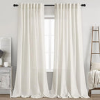 Cream Linen Back Tab Curtains 94 Inch Length by Nanspring