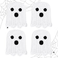 Whaline 4Pcs Halloween Ghost Coasters Handmade Crochet Drink Coasters Woven Fabric Cup Mat for Home Kitchen Party Table Decor