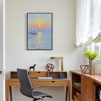 Coastal sailboat scenery poster art decor ocean nautical room decor beautiful sailboat seascape decor suitable for beach villa