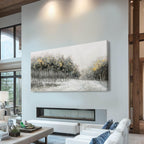 CHUDANHAO Large Landscape Wall Art Canvas Picture Green and Gold Tree Paintings Contemporary Wall Prints for Living Room Office 29x58 Inch Neutral Room Decor