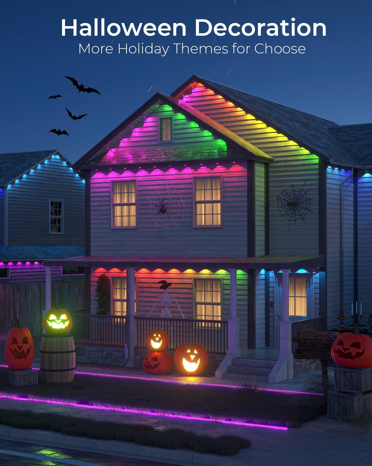 CINOTON Permanent Outdoor Lights 100ft, Smart RGBW Eaves Lights with 72 LEDs, IP67 Waterproof, 111 Scene Modes for Daily and Festival, Halloween Christmas Party Holiday Decor, APP/Voice/Remote Control