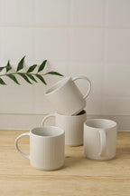 famiware Coffee Mug Set for 6, Star 12 oz Catering Mugs Cup Set with Handle for Coffee, Tea, Cocoa, Milk - Ceramic Stoneware Drinkware Set, Matte White