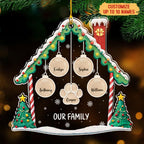 Personalized Family Christmas Acrylic Ornament 2024 - Custom Name Charms Family Members up to 10 People and Pets, Paw Charm Ornament Gifts for Family Tree Decoration (A02, 7 Names)
