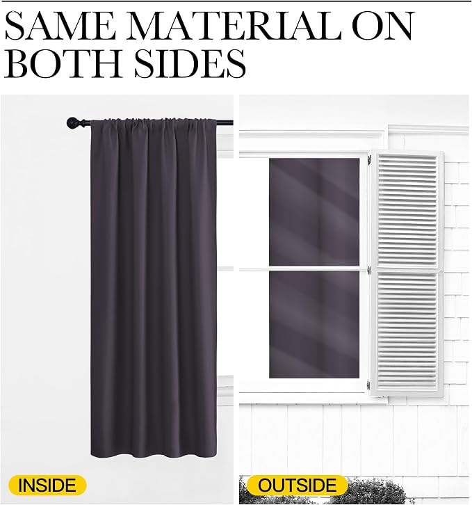 NICETOWN Blackout Curtains for Bedroom, 1 Pair, 42 by 45-inch, Window Treatment - Image 5