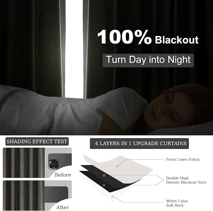Topfinel Linen Blackout Curtain 90 Inches Long - Image 6