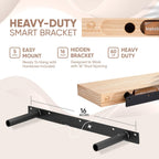 Homeforia 24inch Walnut Floating Shelves for Wall, High End Solid Real Wood 24in Floating Shelf for Bathroom, Dark Brown 24 inch Long Floating Shelves, Heavy Duty Bracket, 24 X 6.5 X 1.75 in, Set of 2
