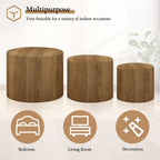 Vikiullf Nesting Coffee Table Set of 3, Round Wooden Coffee Tables, Modern Circle Table for Living Room, Bedroom, Accent Side Table, Saving Space Design and No Need Assembly