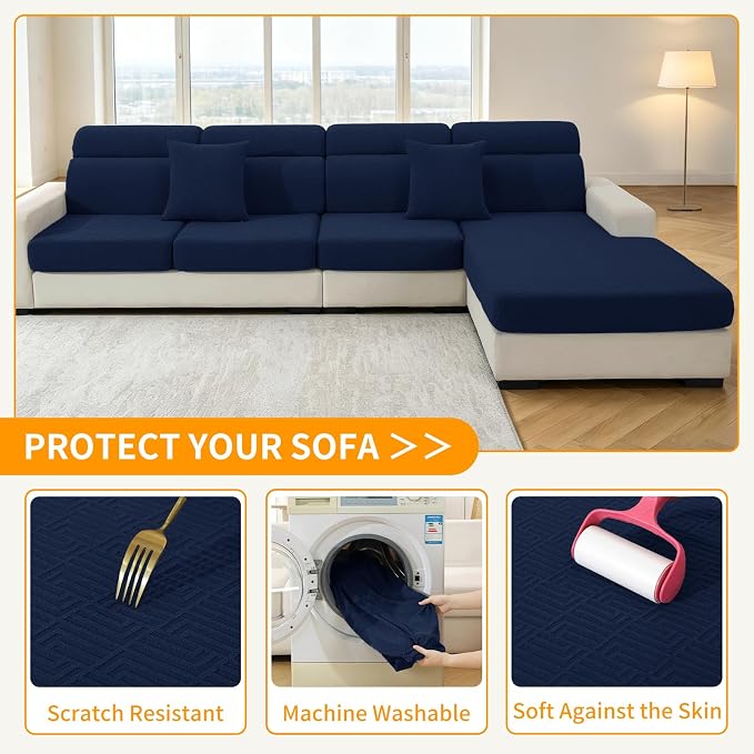 XINEAGE Large Couch Cushion Covers Seat Cushion Cover Thick Stretch Sofa - Image 6